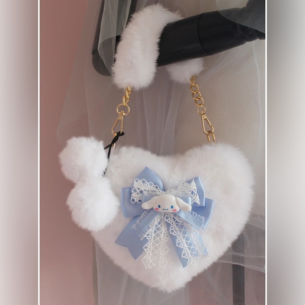 CINNAMOROLL INSPIRED HEART SHAPED PLUSH HANDBAG by DEVILINSPIRED